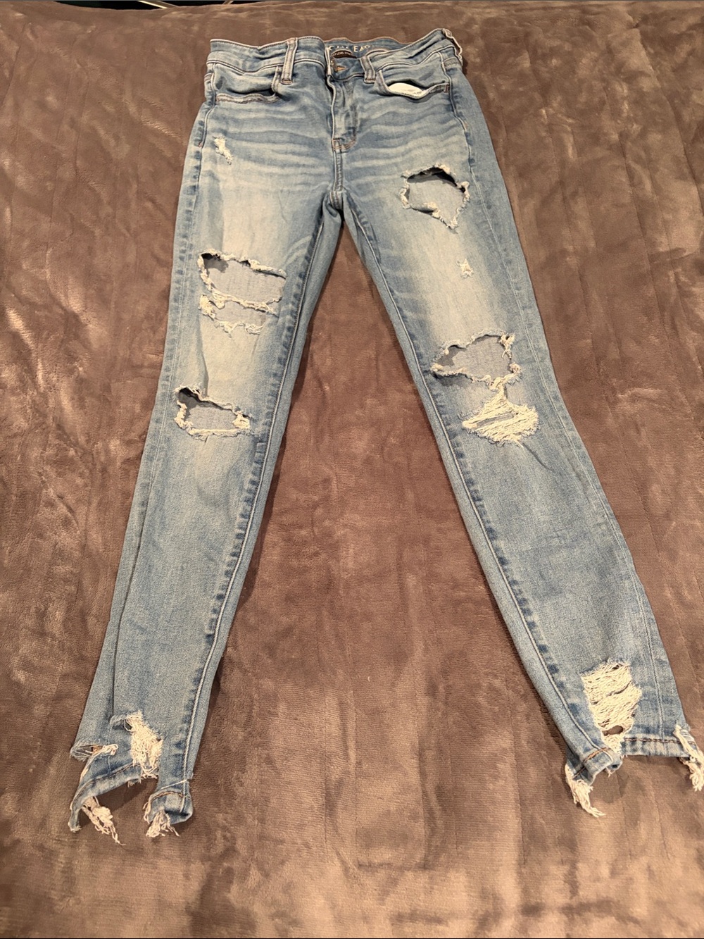 American Eagle Outfitters Light Blue Ripped Skinny Jeans